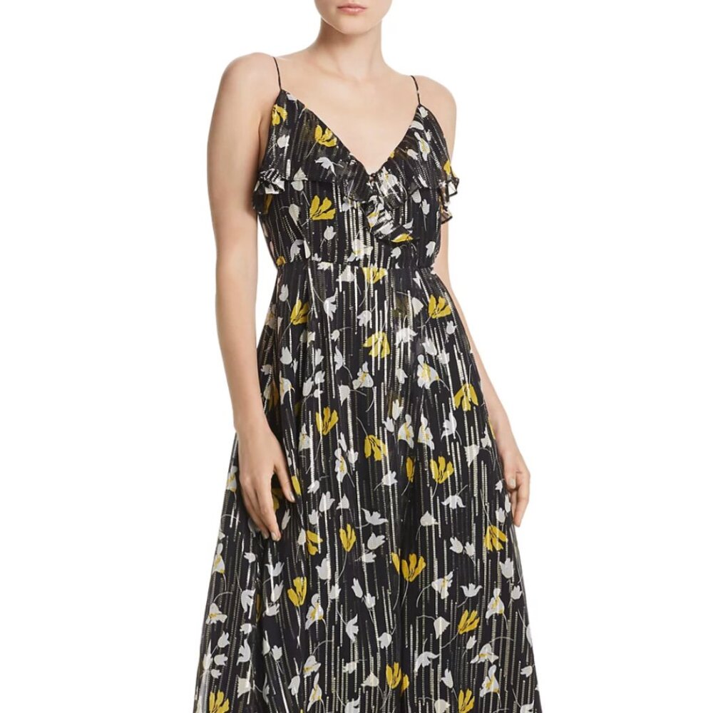 Joie Kenny Silk Blend Floral Metallic Wrap Dress XS (NWT)